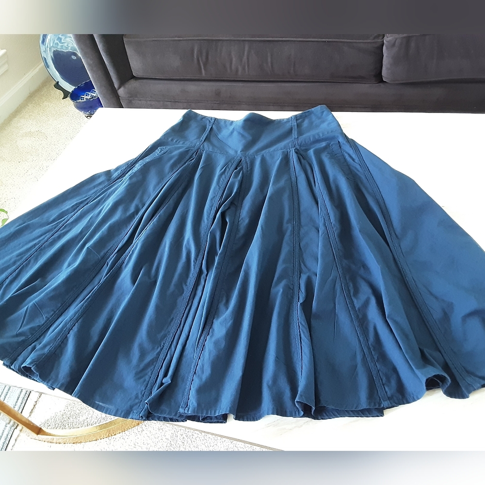 For the Republic 100% Cotton Navy Flare Circle Shaker Pleated Skirt Sz 6 - Y2K - Picture 8 of 13